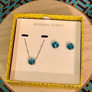 NIB/T~KENDRA SCOTT~Jolie Rodium Peacock Illusion 2-Pc Gift Set